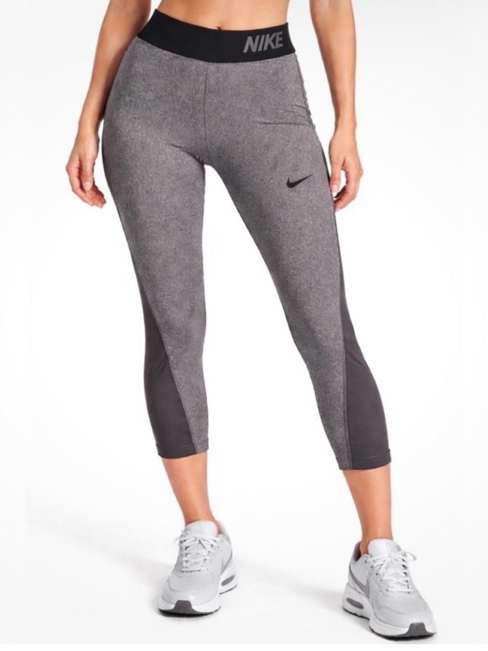 Nike Grey Heather & Dark Grey Capri Leggings Dri-Fit